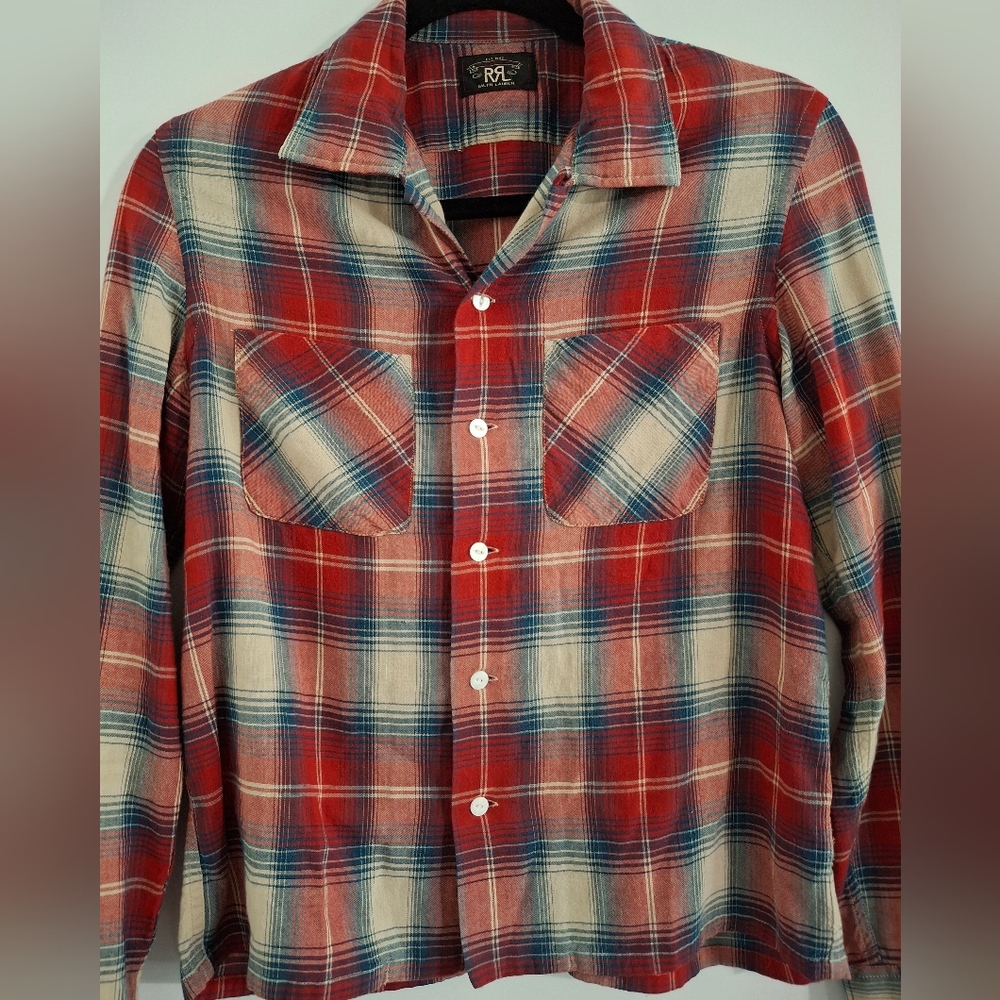 Ralph Lauren  RRL RUBY CHECK-PRINT SHIRT IN ROT - Picture 4 of 12